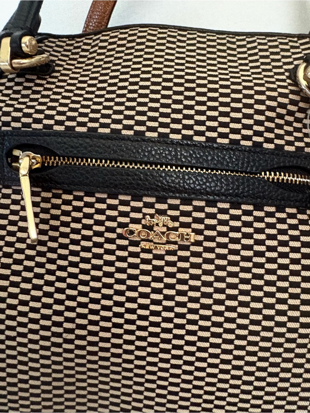 Coach Black Tote with Gold Woven Front Panel - Picture 3 of 7